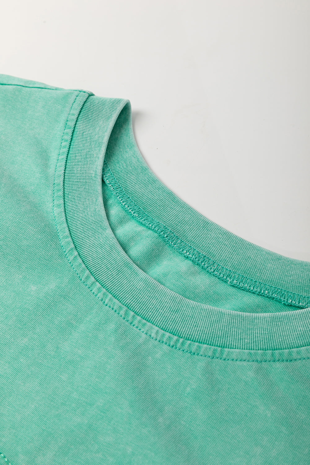 Mint Green Mineral Wash Flower Patchwork Mini T Shirt Dress-Bella Boutique Collective