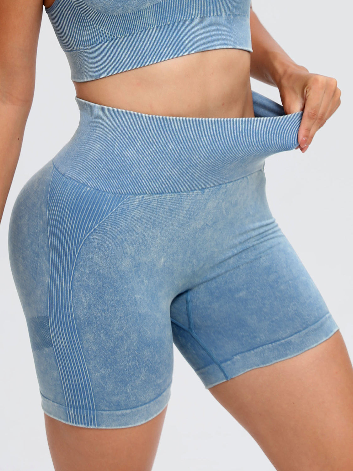 Washed High Waist Active Shorts-Bella Boutique Collective