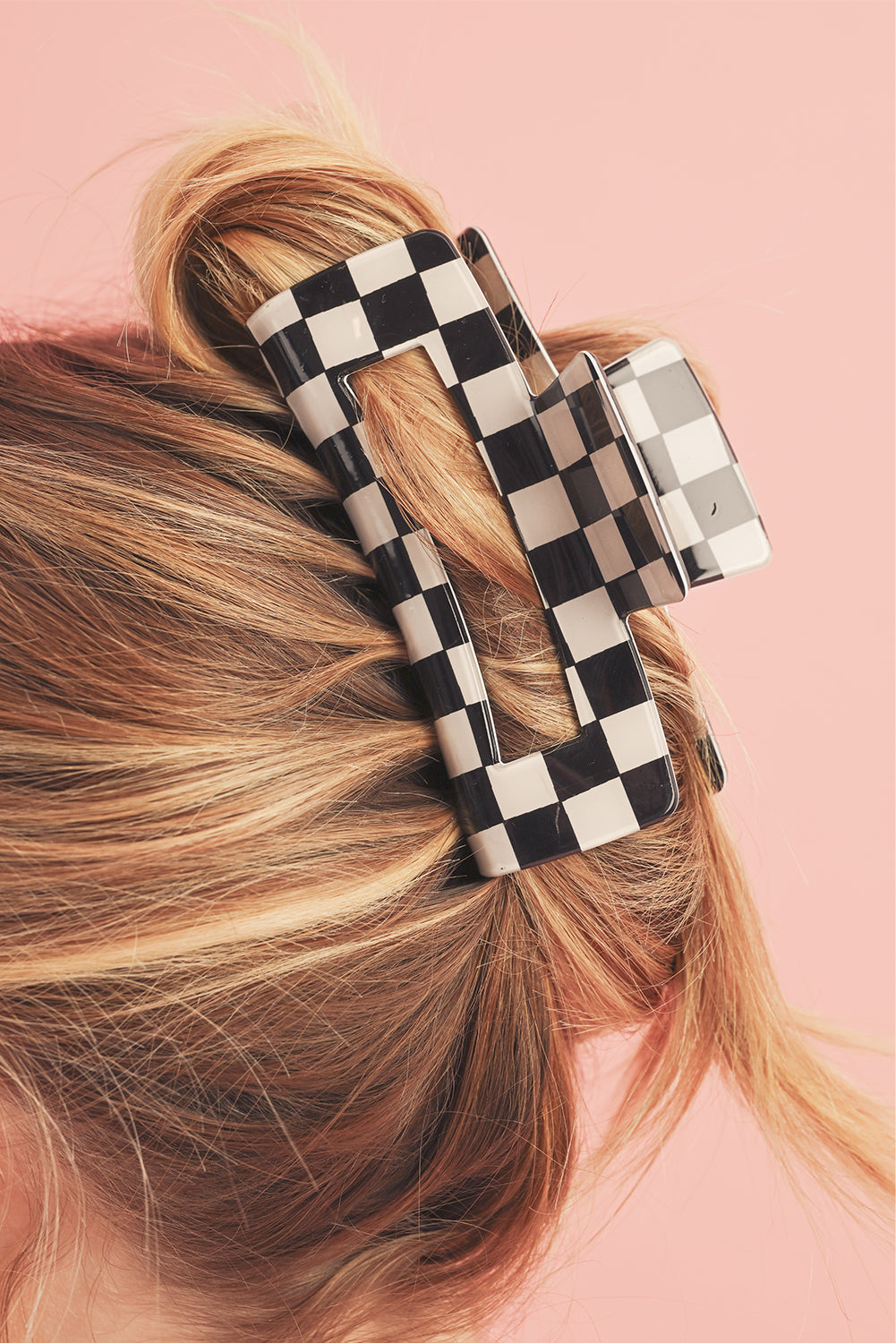 Black Checkered Print Hollow Out Hair Clip-Bella Boutique Collective