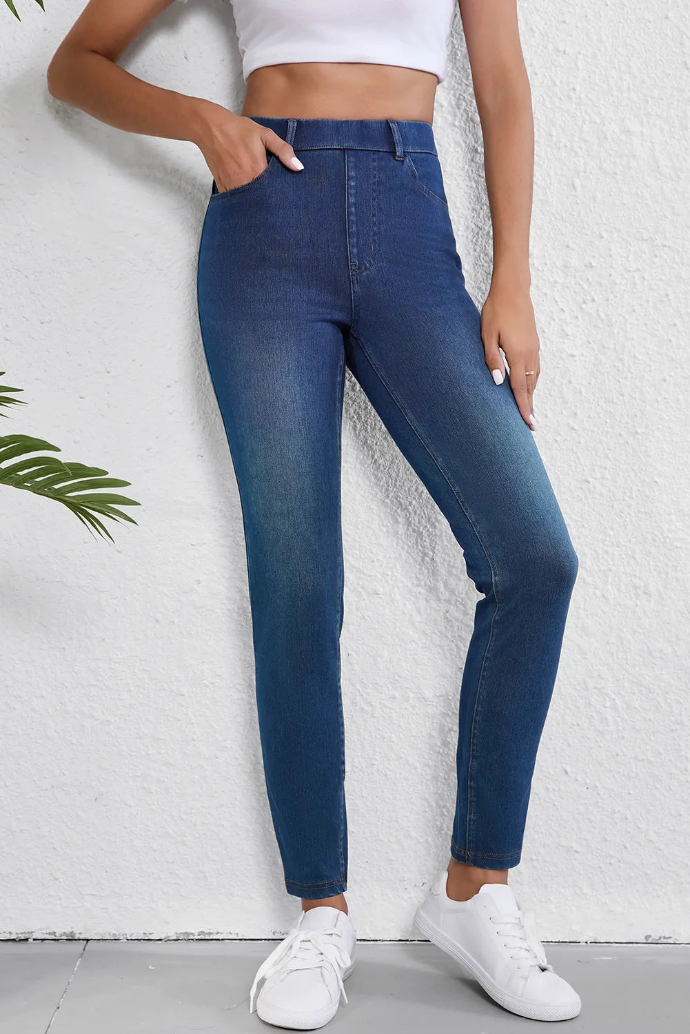 High Waist Skinny Jeans with Pockets-Bella Boutique Collective