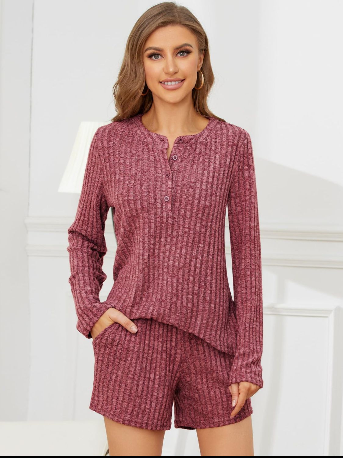 Ribbed Round Neck Top and Shorts Set-Bella Boutique Collective