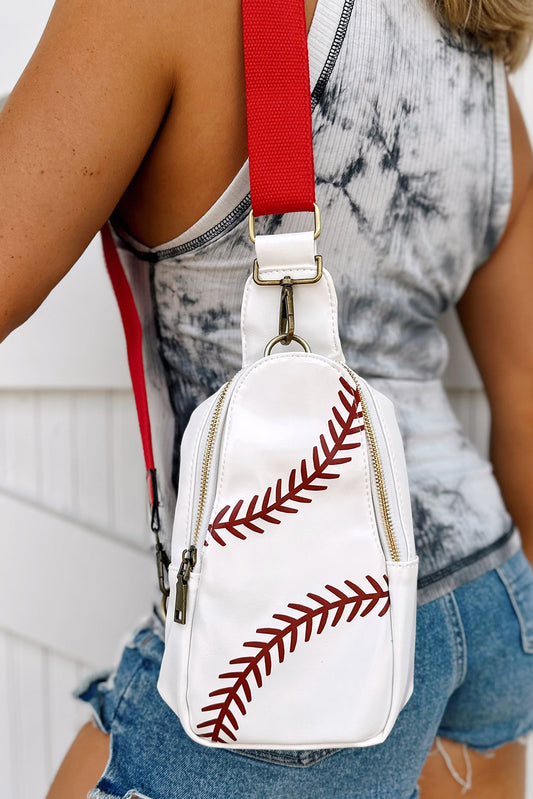 Racing Red Balls Pattern PU Leather Zipped Sling Bag-Bella Boutique Collective