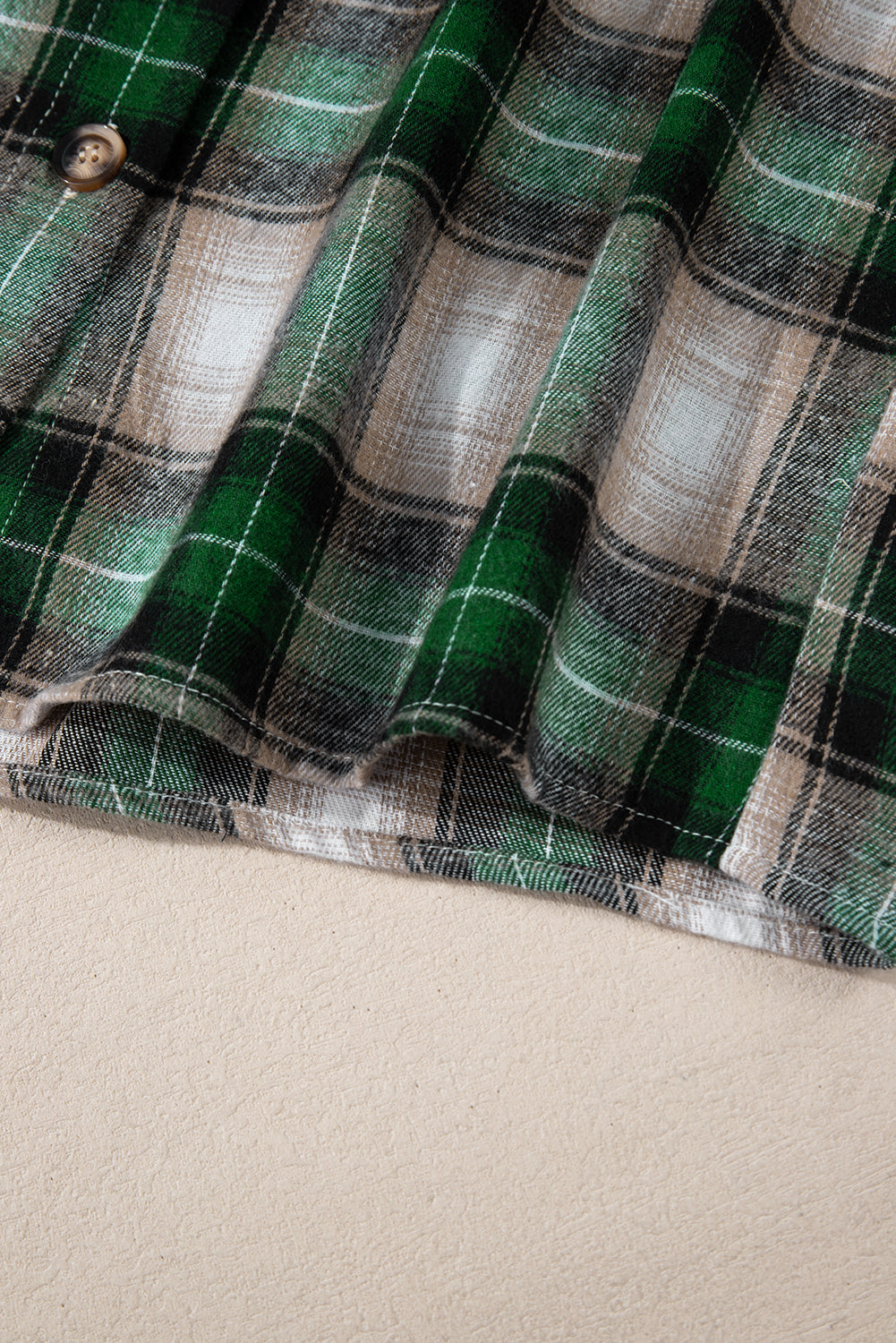 Green Plaid Print Chest Pocket Buttoned Hooded Shacket-Bella Boutique Collective