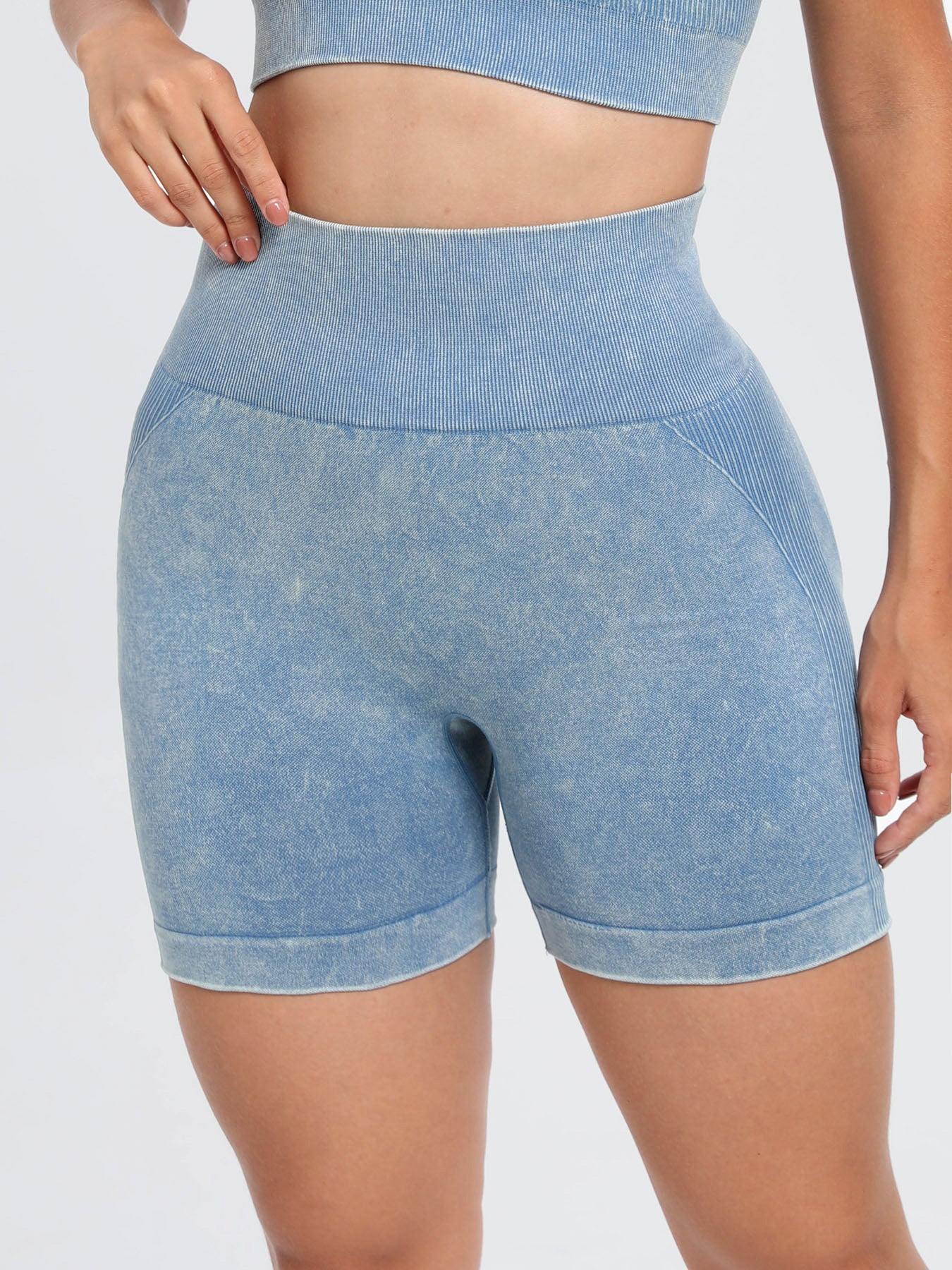 Washed High Waist Active Shorts-Bella Boutique Collective