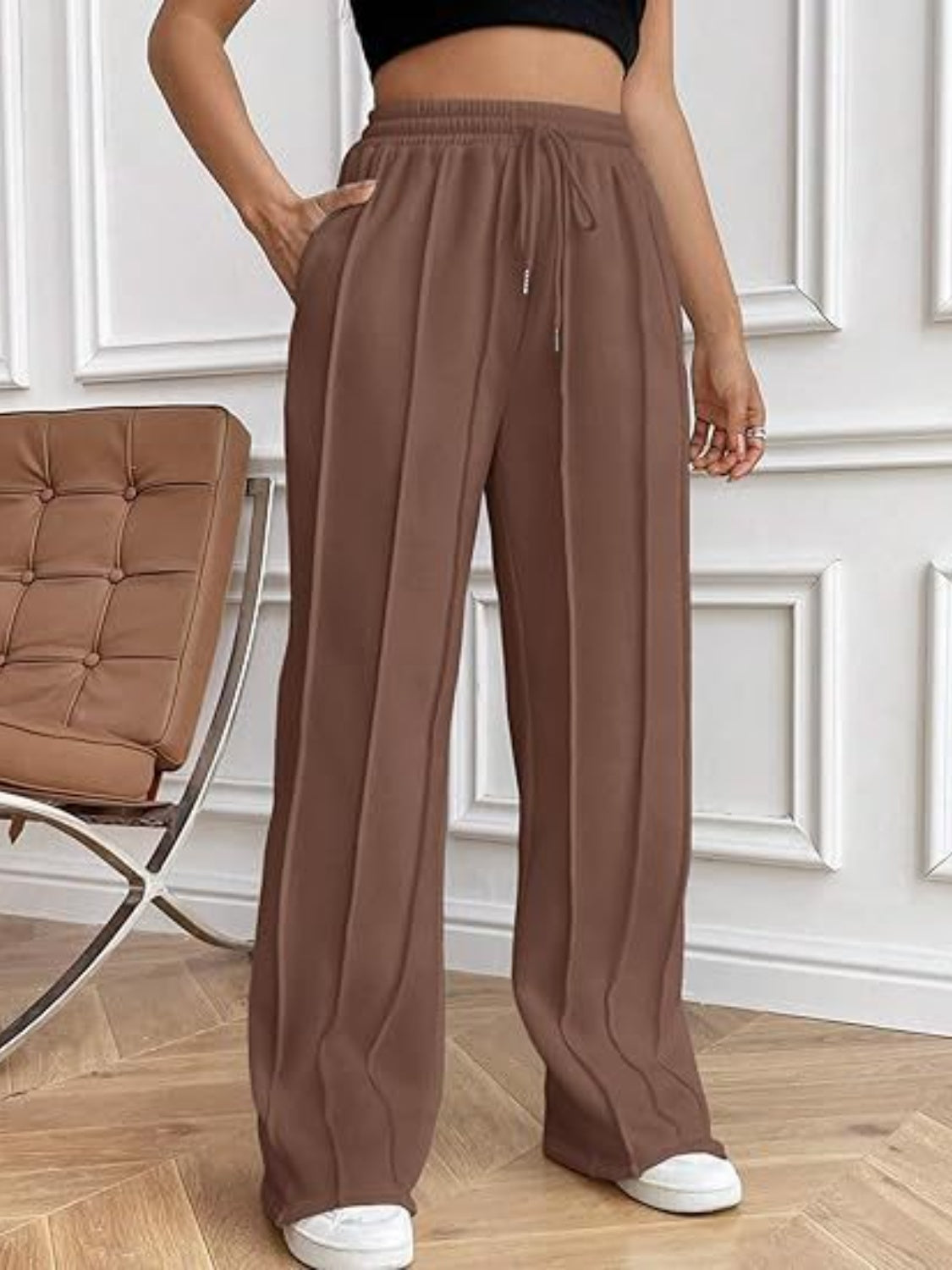 Drawstring Wide Leg Pants with Pockets-Bella Boutique Collective