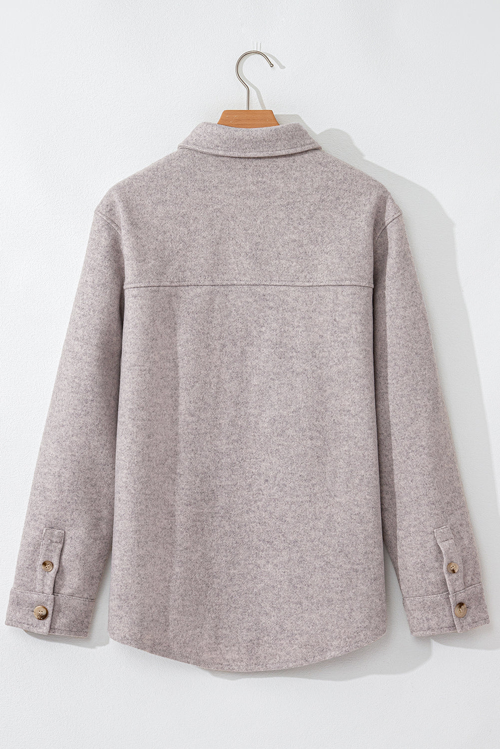 Light Grey Turn Down Collar Flap Pockets Buttoned Shacket-Bella Boutique Collective