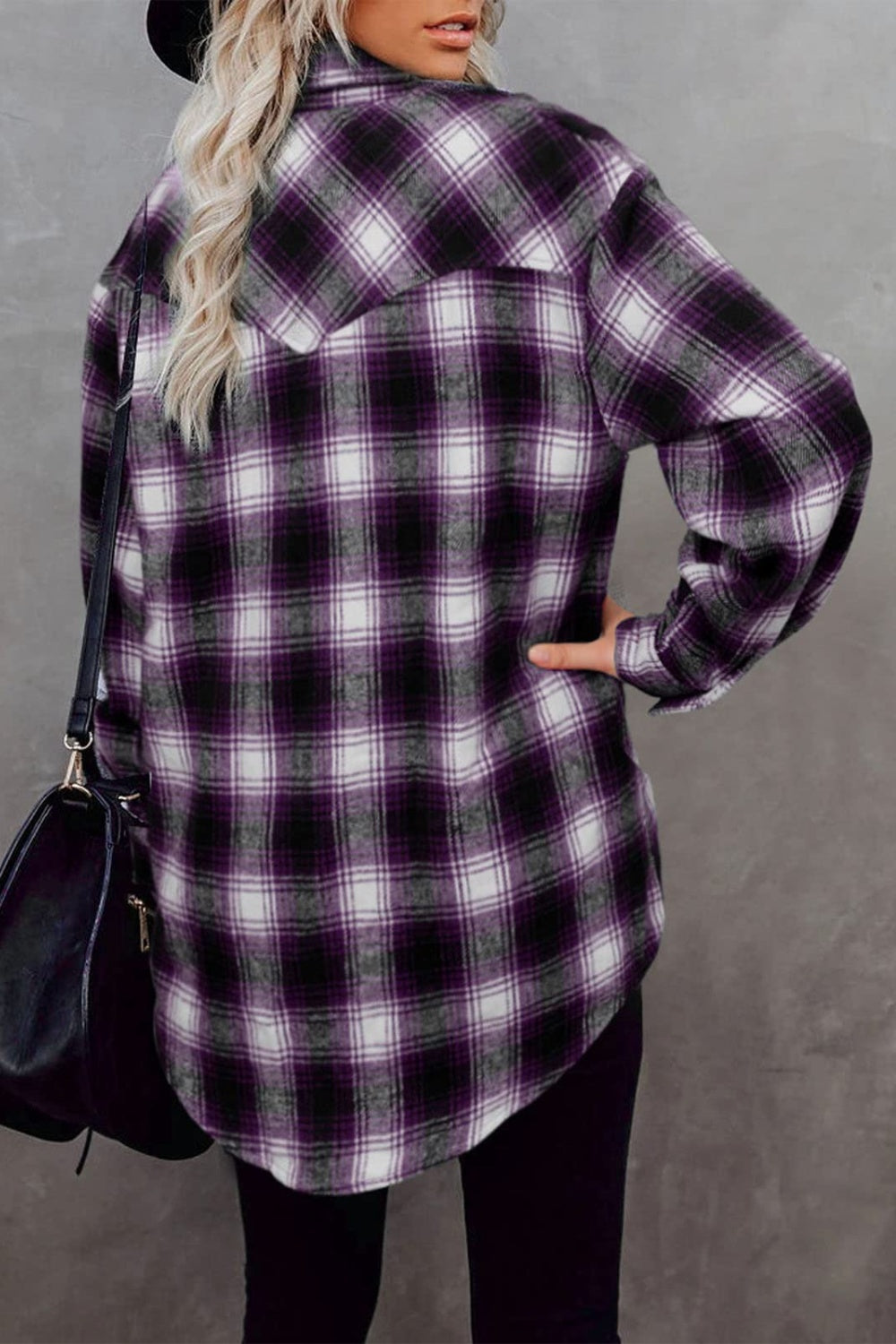 Full Size Plaid Collared Neck Long Sleeve Shirt-Bella Boutique Collective
