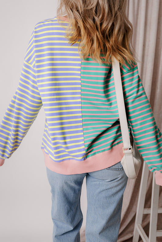 Colorblock Drop Shoulder Oversize Sweatshirt-Bella Boutique Collective
