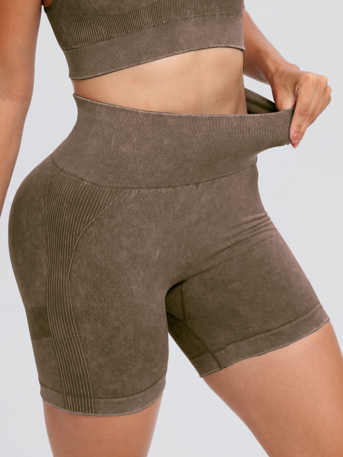 Washed High Waist Active Shorts-Bella Boutique Collective