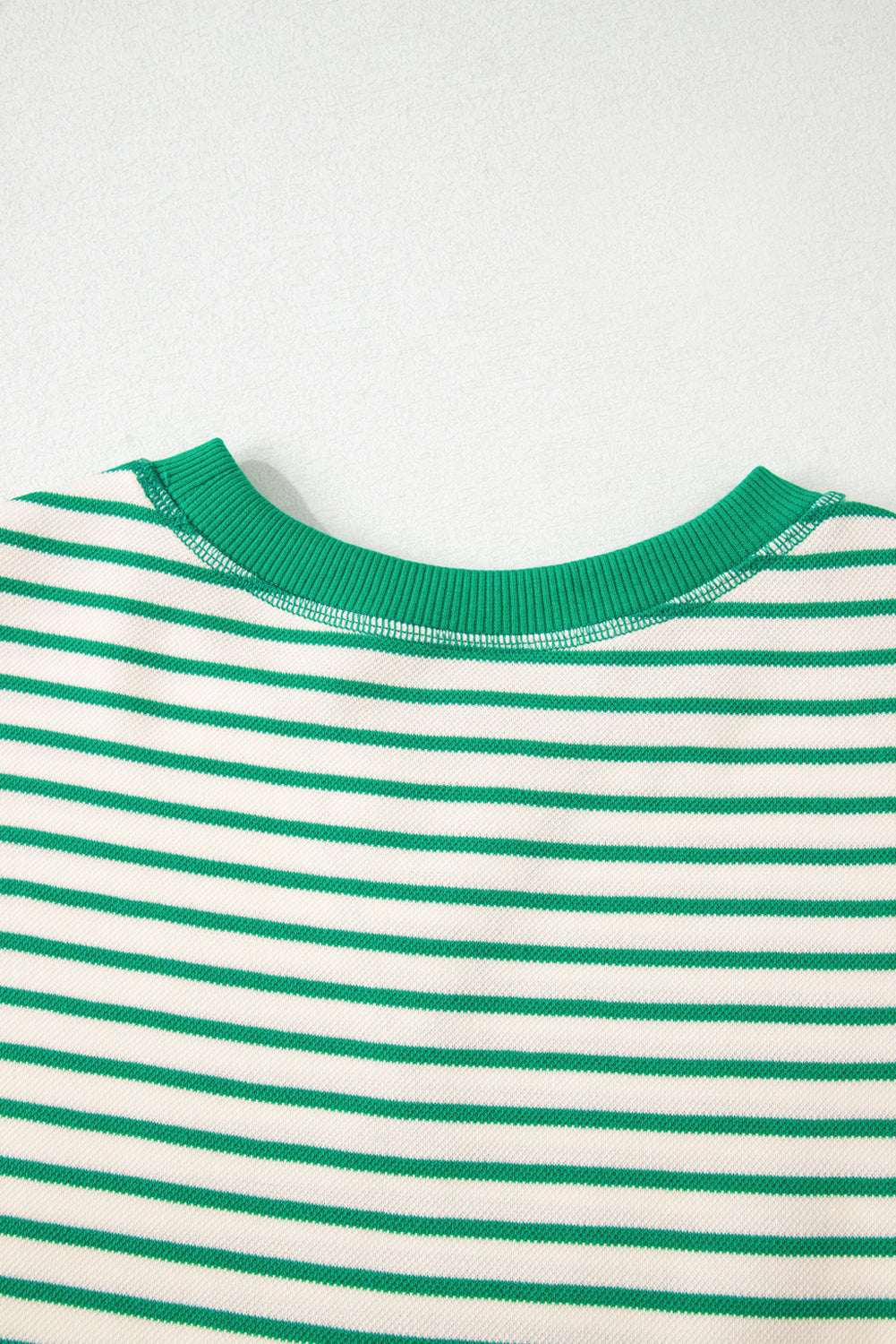 Bright Green Contrast Detail Striped Ruffle Short Sleeve Top-Bella Boutique Collective