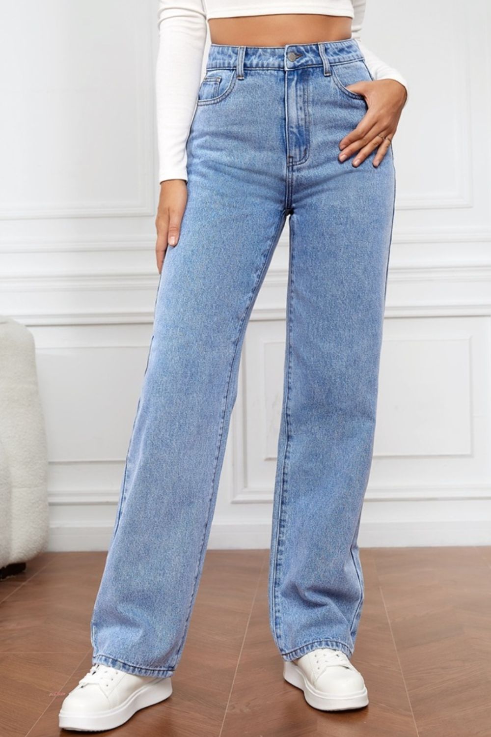 High Waist Straight Jeans-Bella Boutique Collective