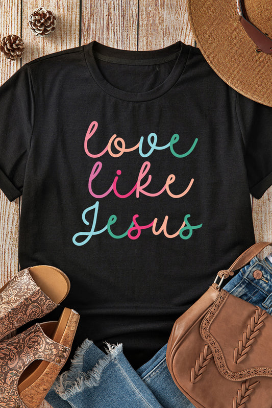 Black Love Like Jesus Crew Neck Graphic Tee-Bella Boutique Collective