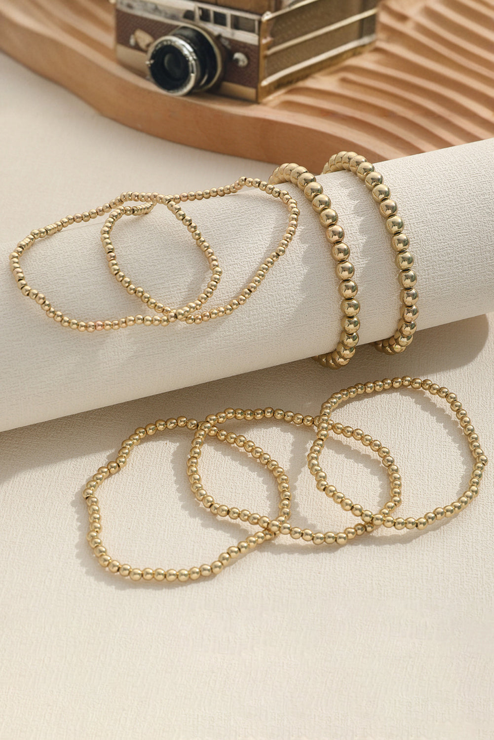 Gold 7pcs/Set Minimalist Plated Beaded Luxury Bracelet Set-Bella Boutique Collective