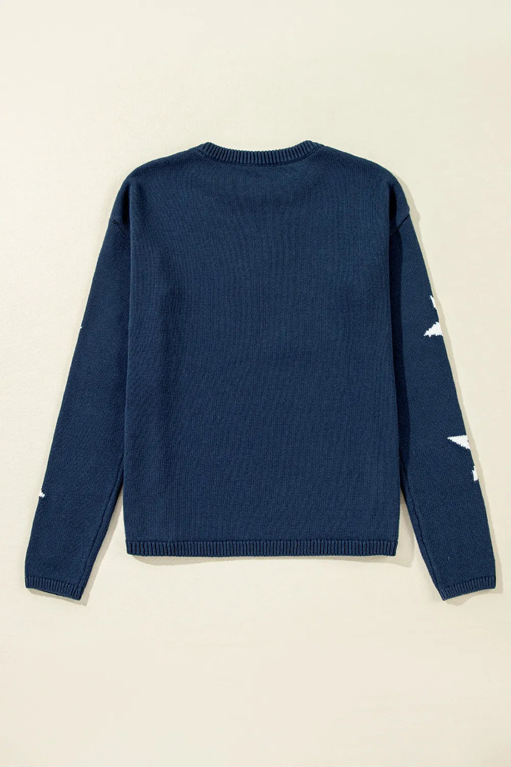 Star Round Neck Long Sleeve Sweater-Bella Boutique Collective