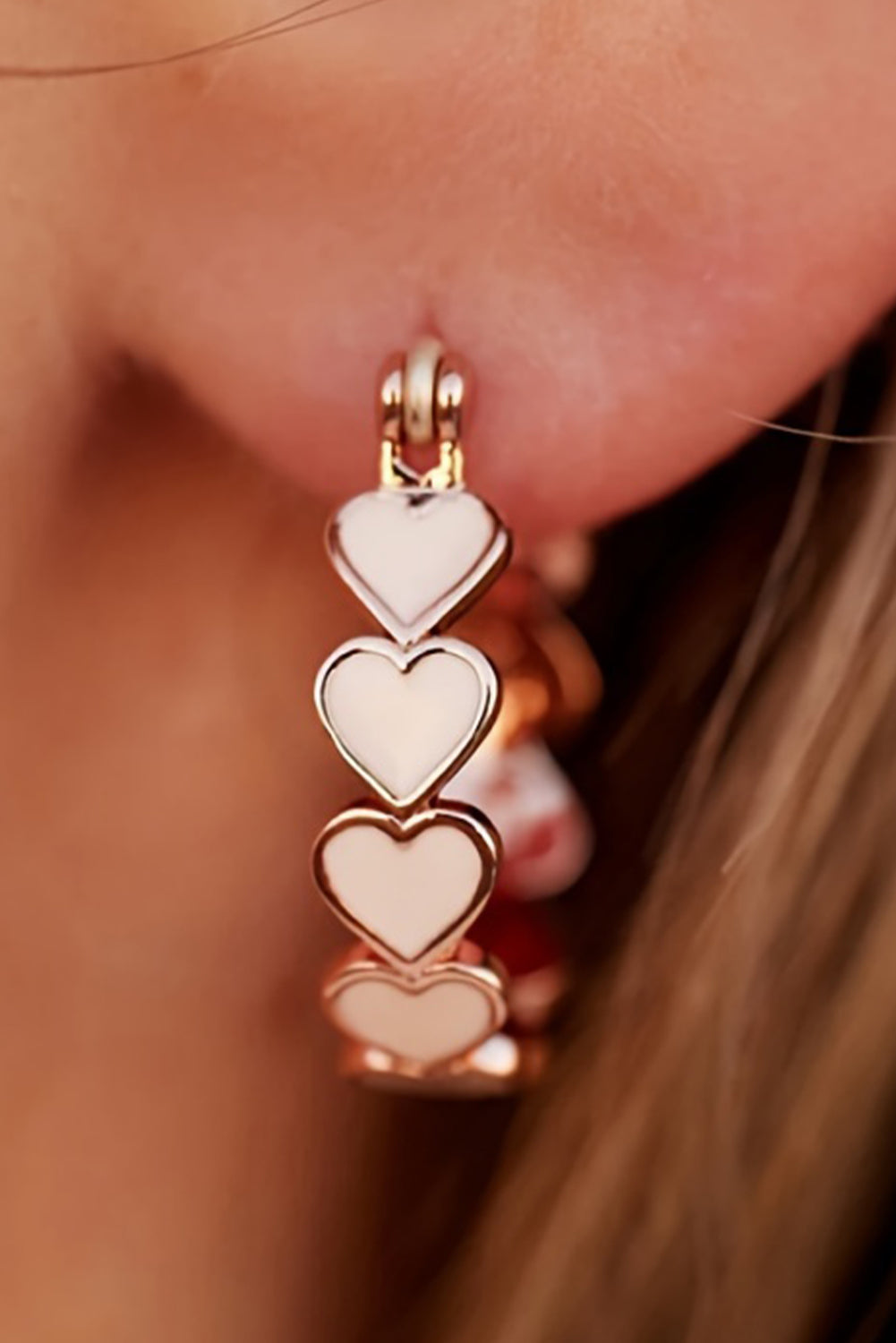 White Heart Shape Plated Alloy Small Hook Earrings-Bella Boutique Collective