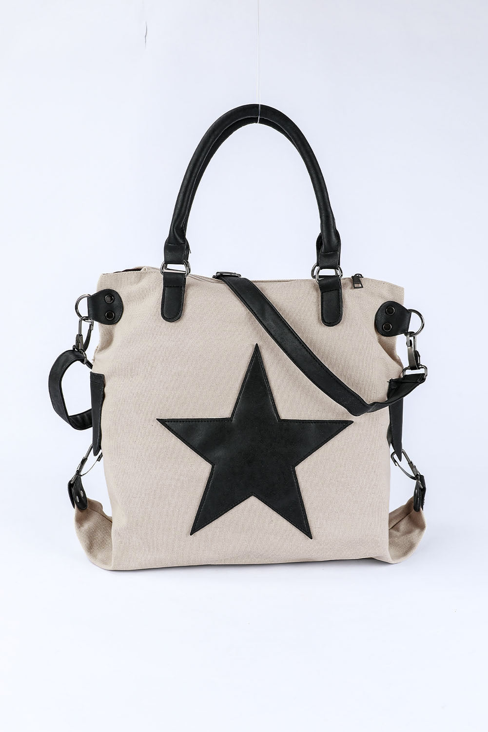 Beige Casual Five-pointed Star Canvas Tote Bag-Bella Boutique Collective