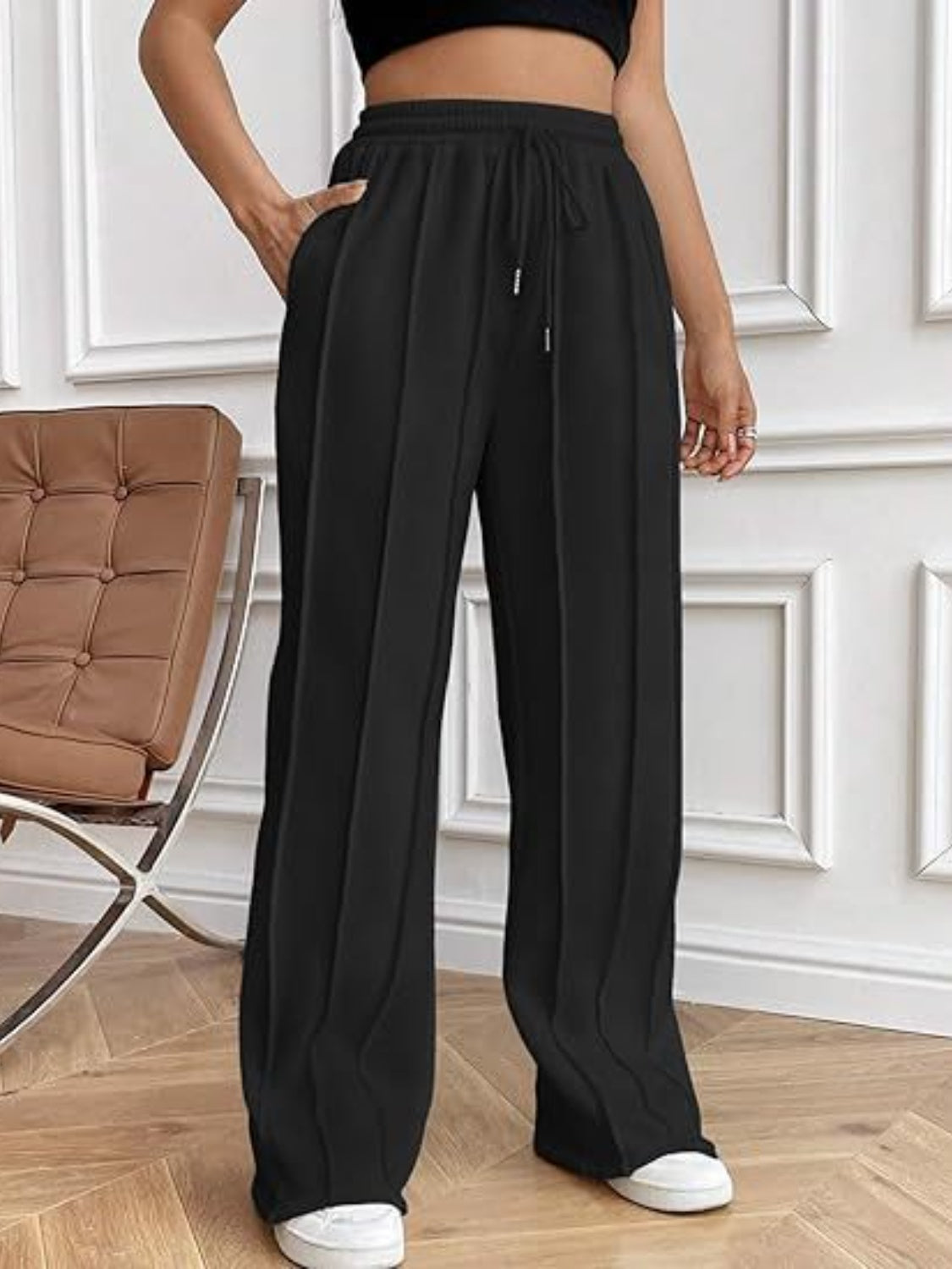 Drawstring Wide Leg Pants with Pockets-Bella Boutique Collective