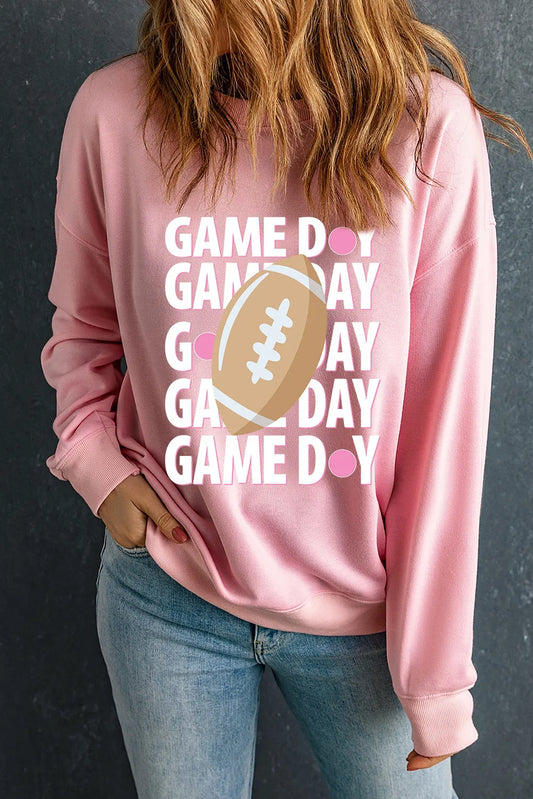 GAME DAY Round Neck Long Sleeve Sweatshirt-Bella Boutique Collective