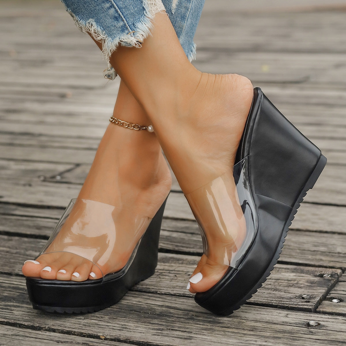 Open Toe Wedge Sandals-Bella Boutique Collective