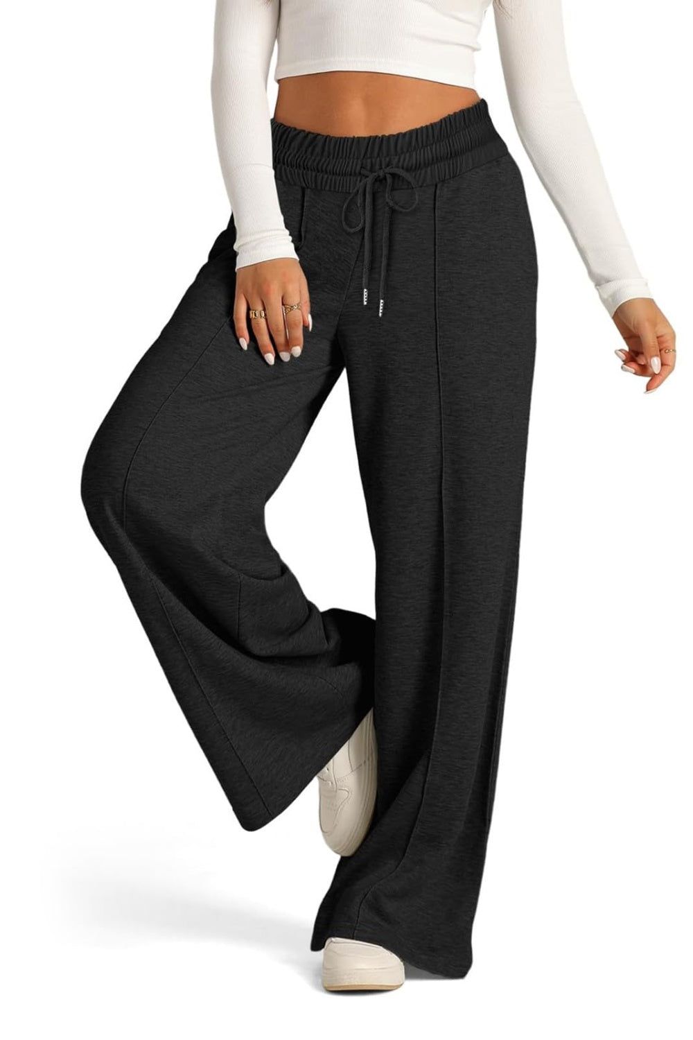 Drawstring Elastic Waist Wide Leg Pants-Bella Boutique Collective
