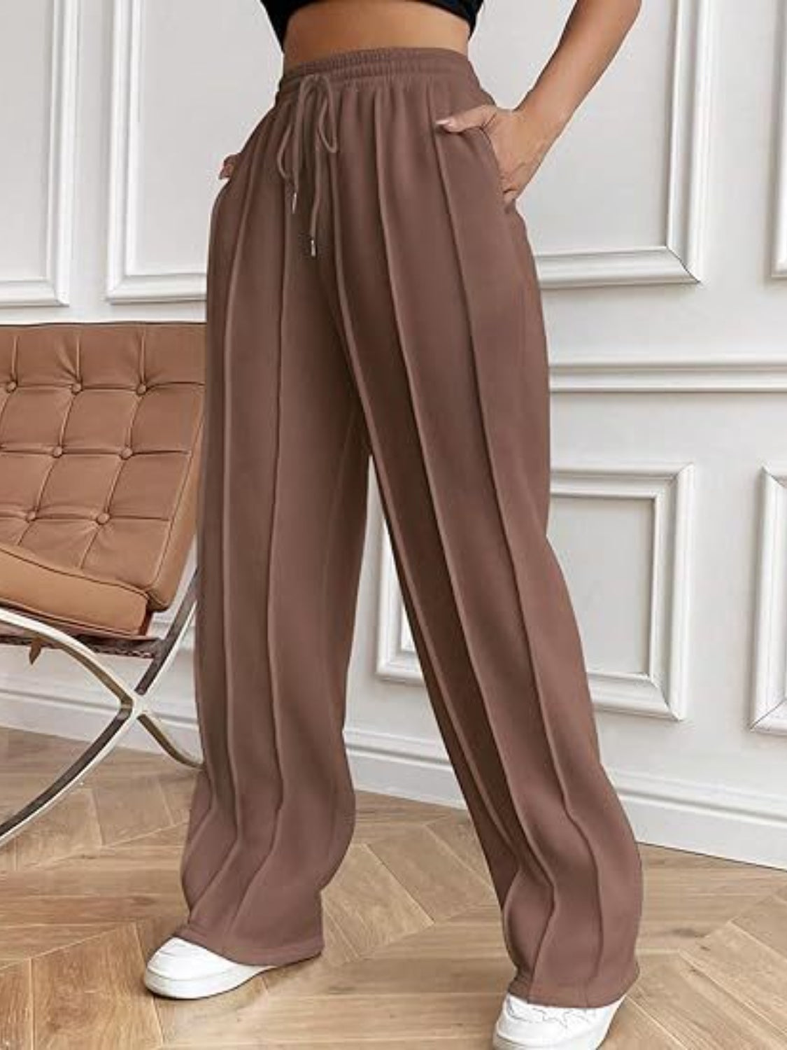 Drawstring Wide Leg Pants with Pockets-Bella Boutique Collective