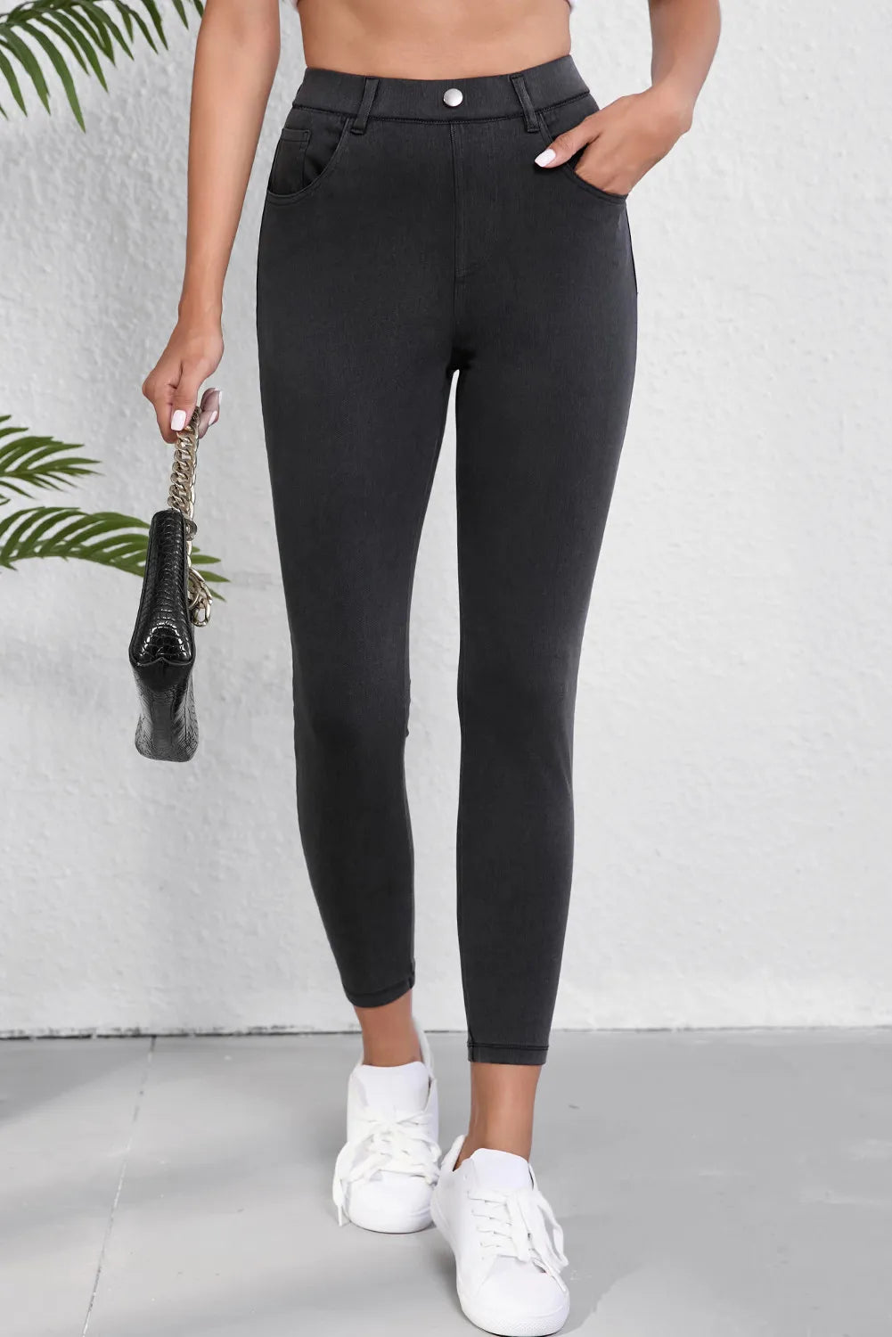 High Waist Jeans with Pockets-Bella Boutique Collective