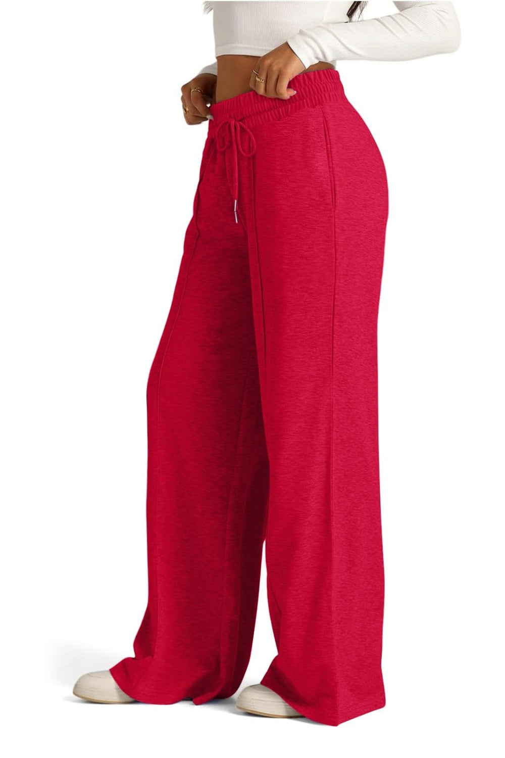 Drawstring Elastic Waist Wide Leg Pants-Bella Boutique Collective