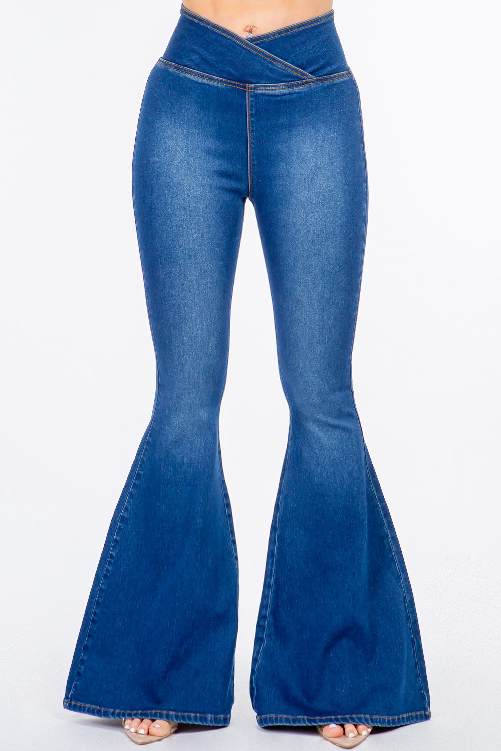 American Bazi High Waist Pull On Flare Jeans-Bella Boutique Collective