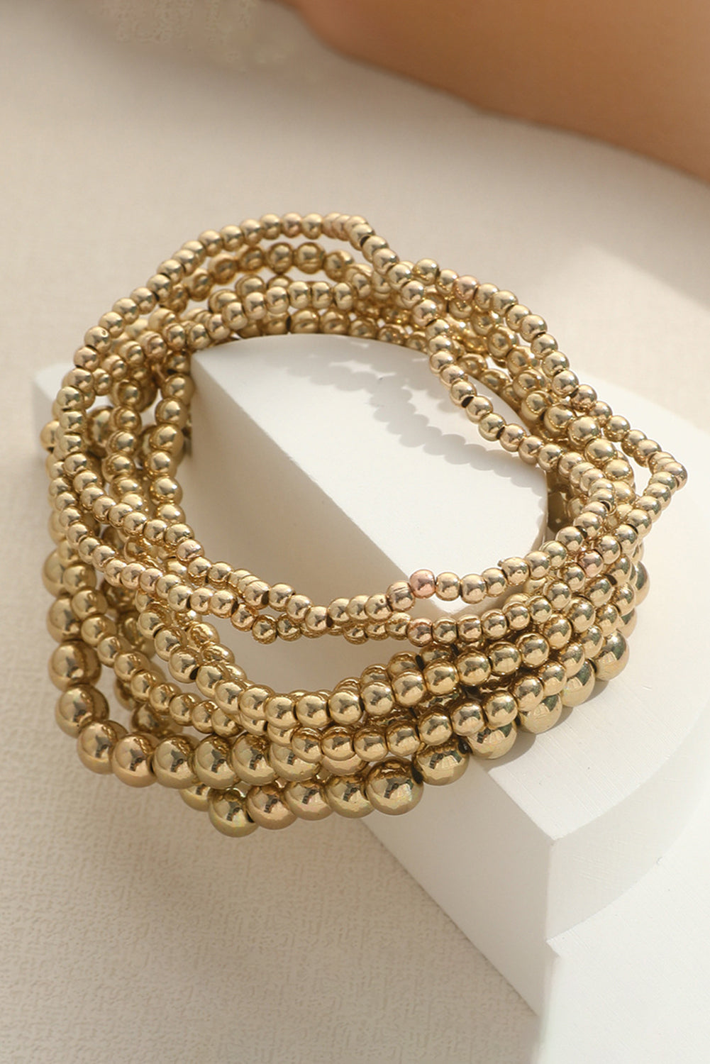 Gold 7pcs/Set Minimalist Plated Beaded Luxury Bracelet Set-Bella Boutique Collective