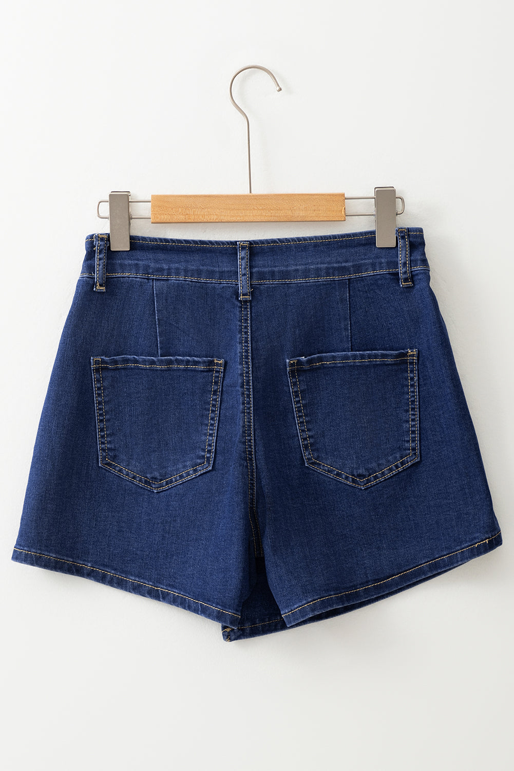 Bluing Asymmetric Wrapped Buttoned High Waist Denim Shorts-Bella Boutique Collective