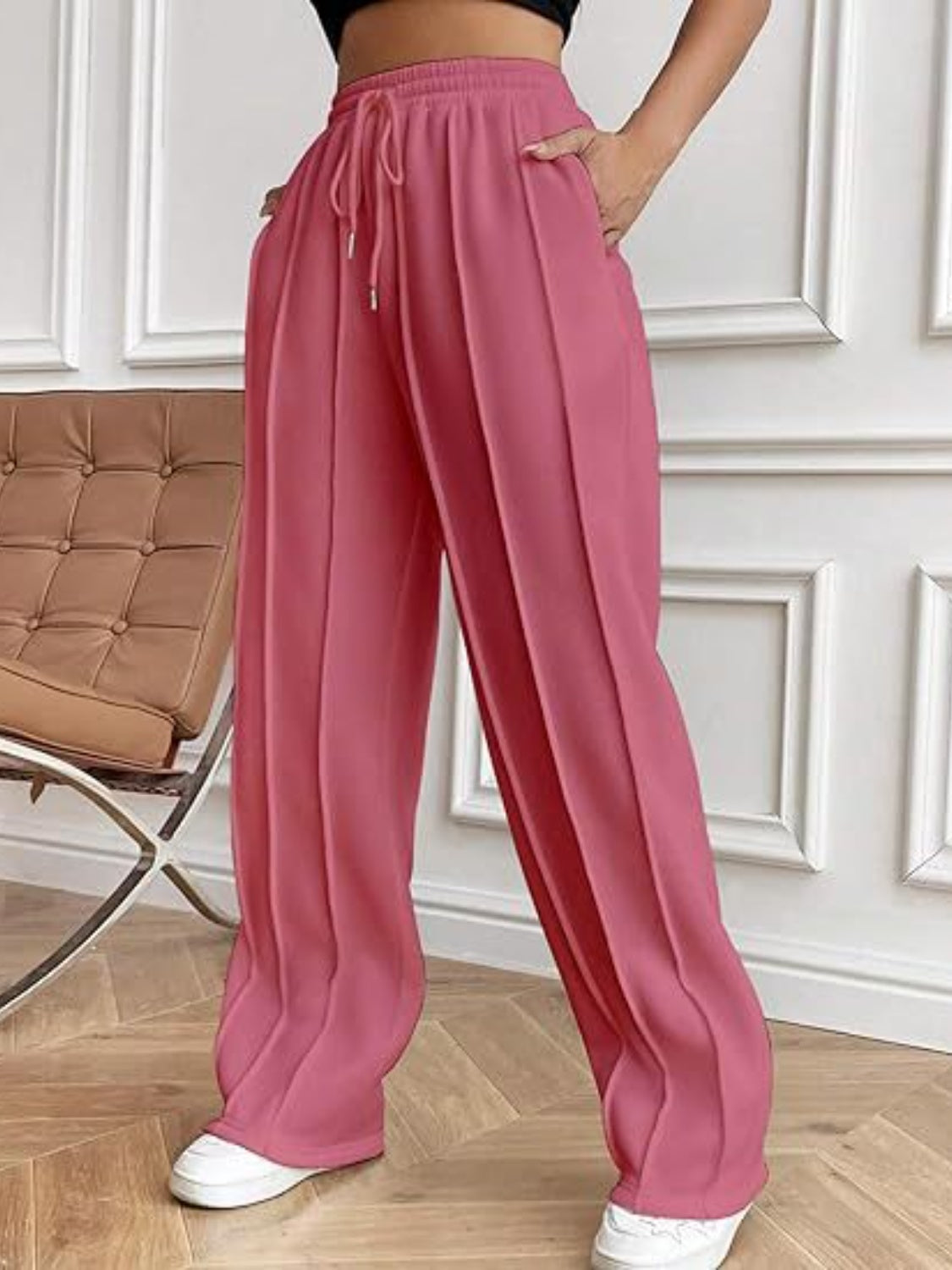 Drawstring Wide Leg Pants with Pockets-Bella Boutique Collective