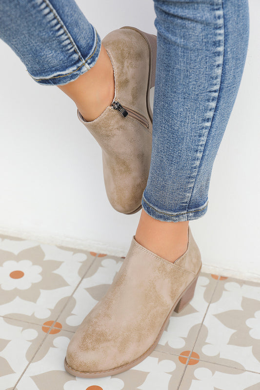 Philippine Gray Tulip Opening Suede Ankle Boots-Bella Boutique Collective