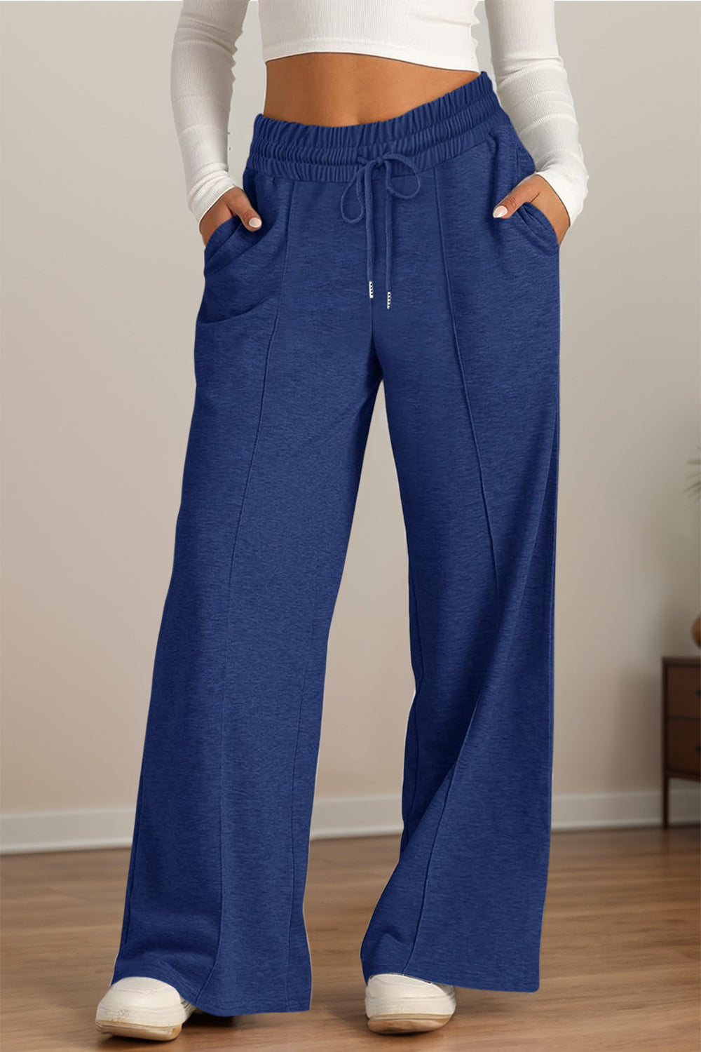 Drawstring Elastic Waist Wide Leg Pants-Bella Boutique Collective
