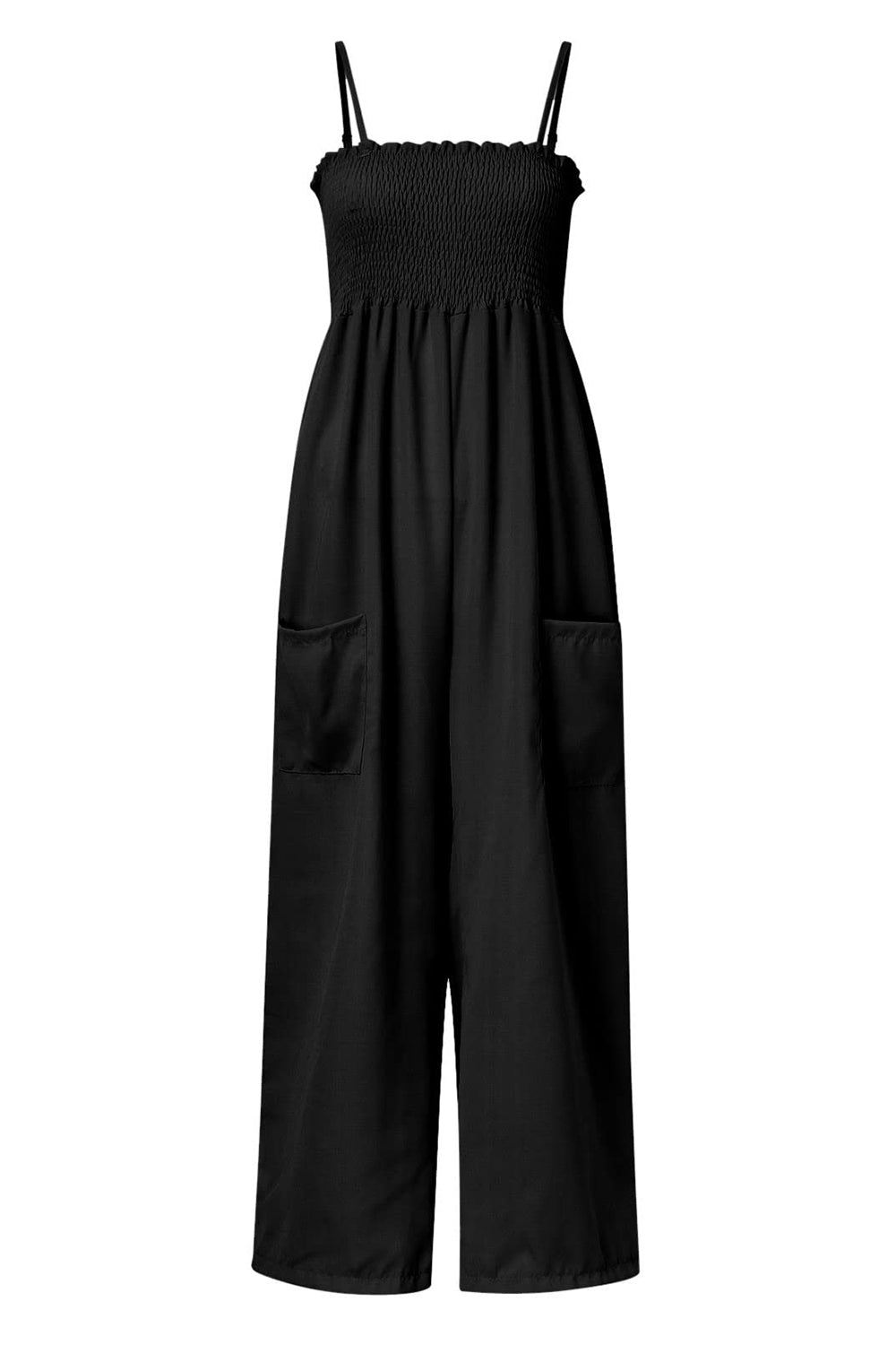 Smocked Spaghetti Strap Wide Leg Jumpsuit-Bella Boutique Collective