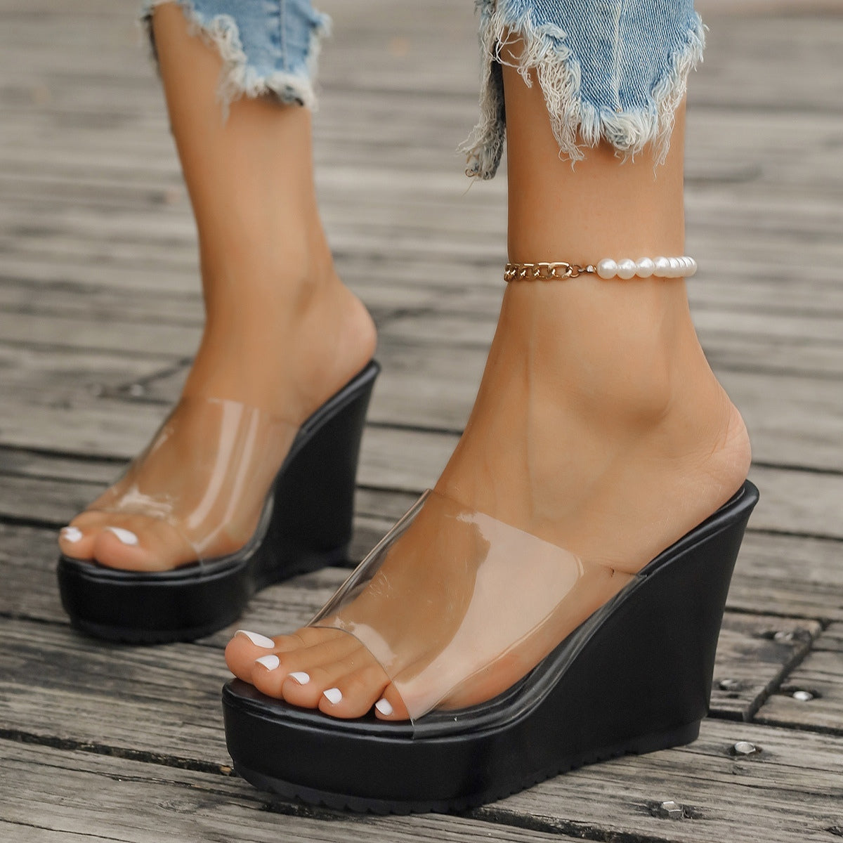 Open Toe Wedge Sandals-Bella Boutique Collective