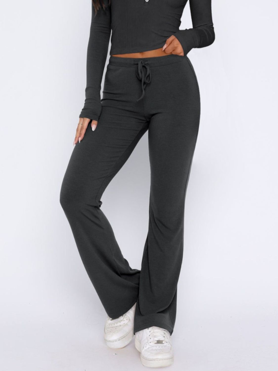 V-Neck Long Sleeve Top and Pants Set-Bella Boutique Collective