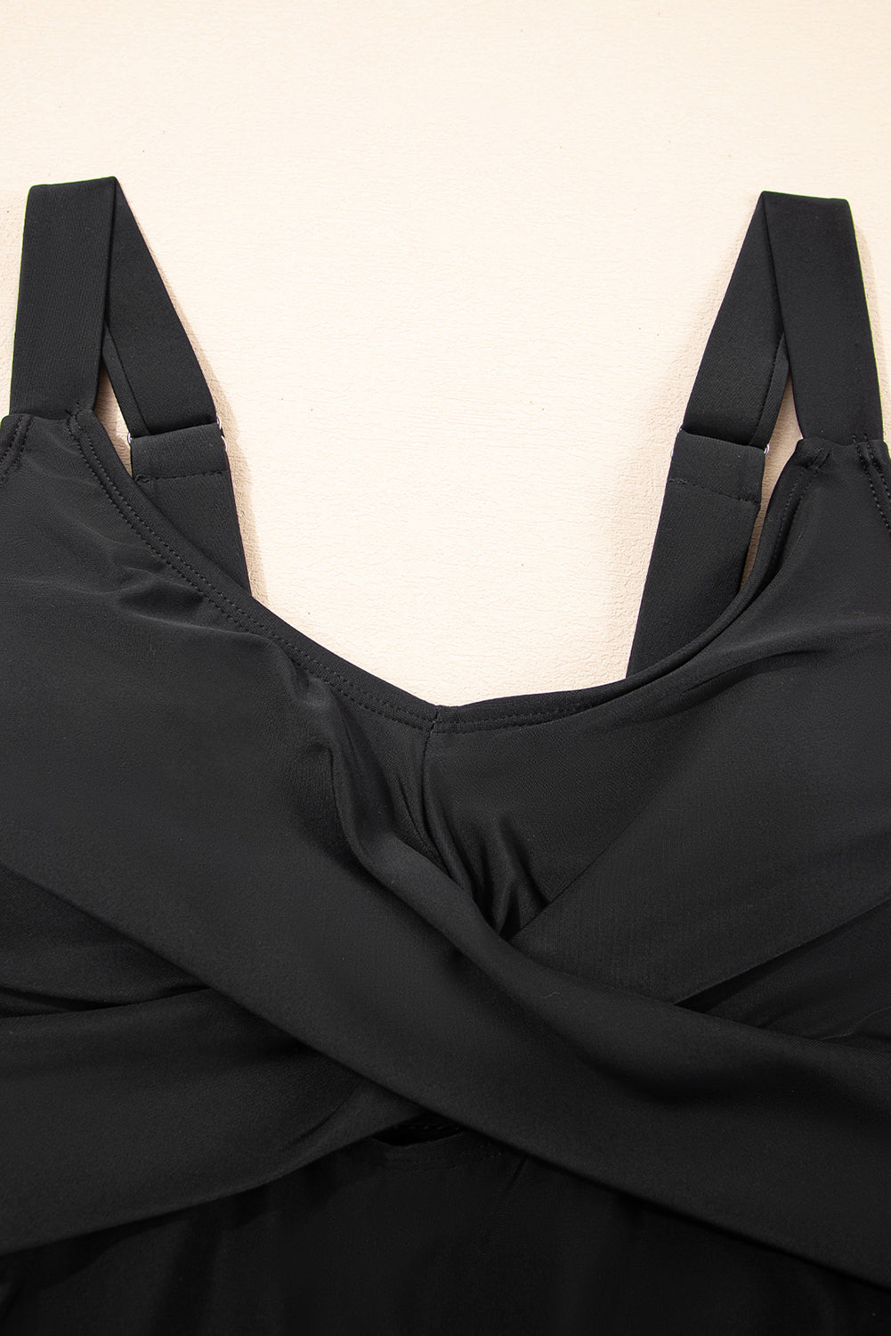 Black Adjustable Straps Cutout Ruched Knot Slit One Piece Swim Dress-Bella Boutique Collective