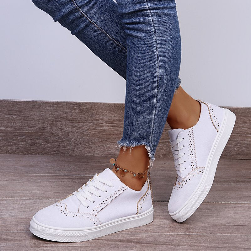 Lace-Up Suedette Flat Sneakers-Bella Boutique Collective