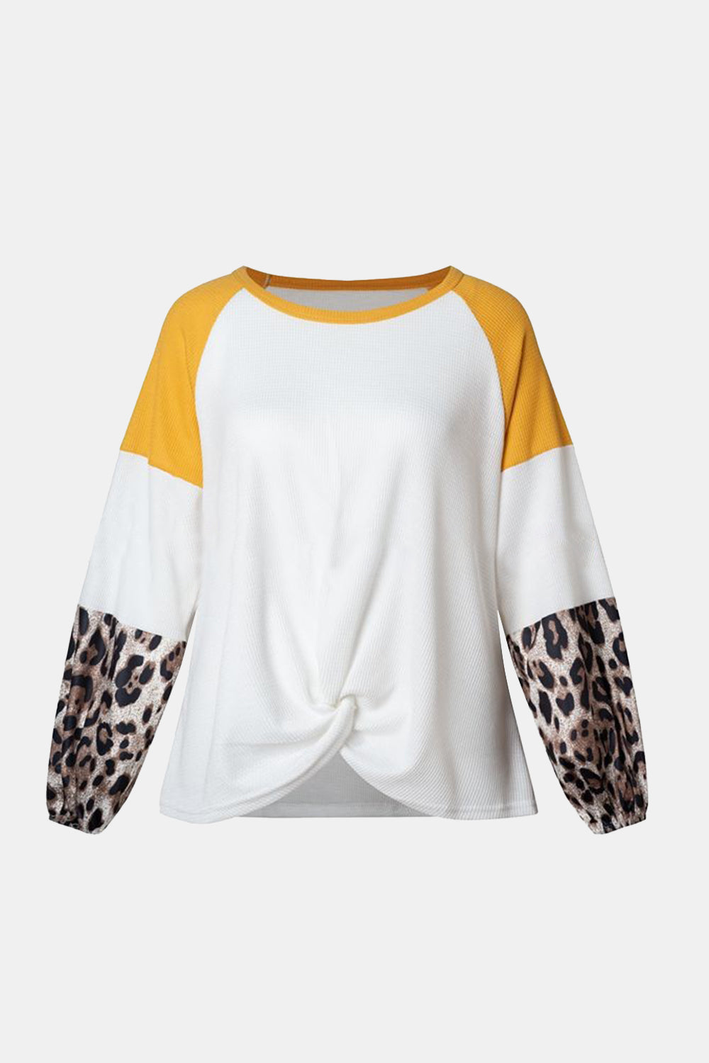 Twisted Color Block Round Neck Long Sleeve T-Shirt-Bella Boutique Collective