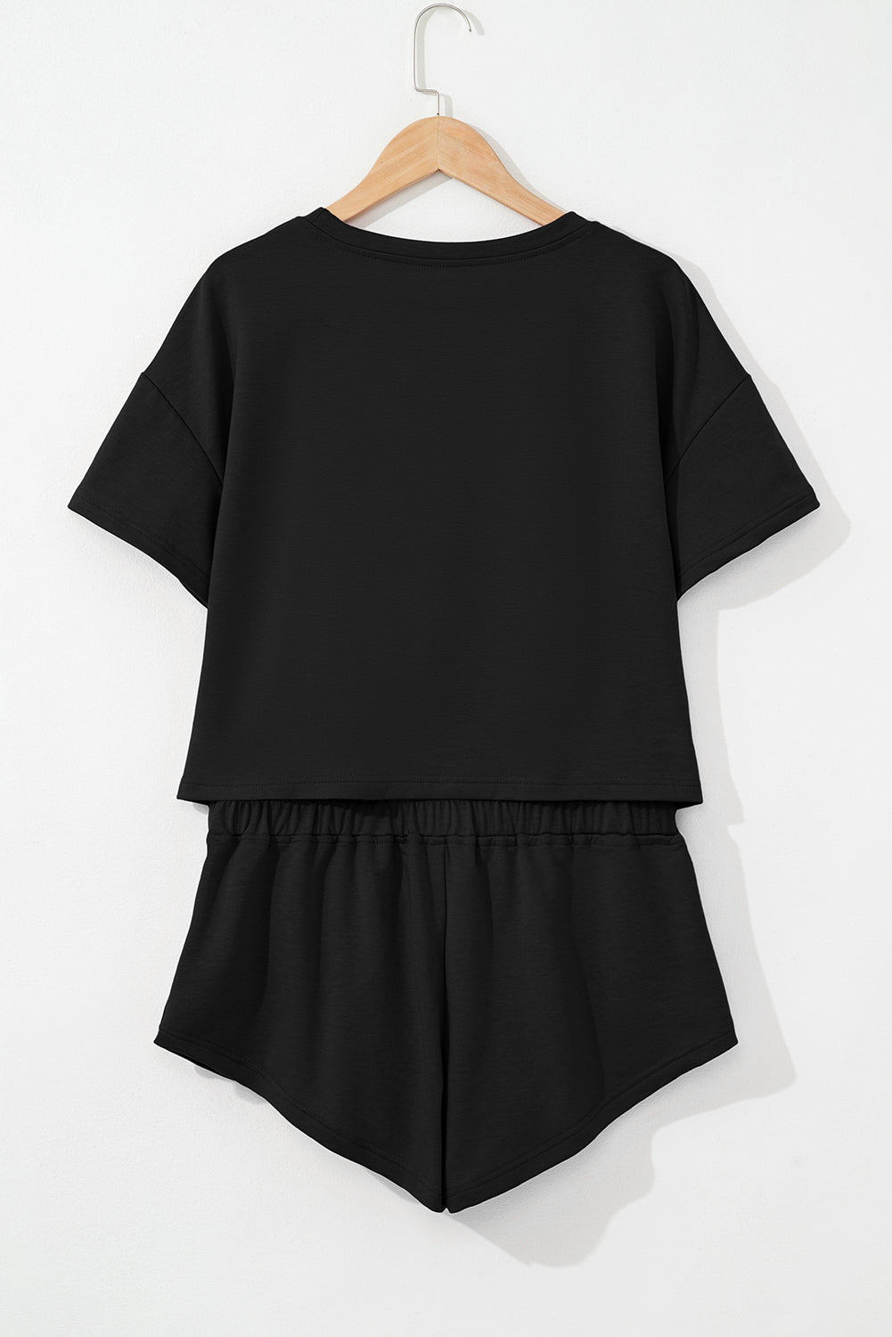 Black 2pcs Cropped Tee and Ruffle High Waist Skort Set-Bella Boutique Collective