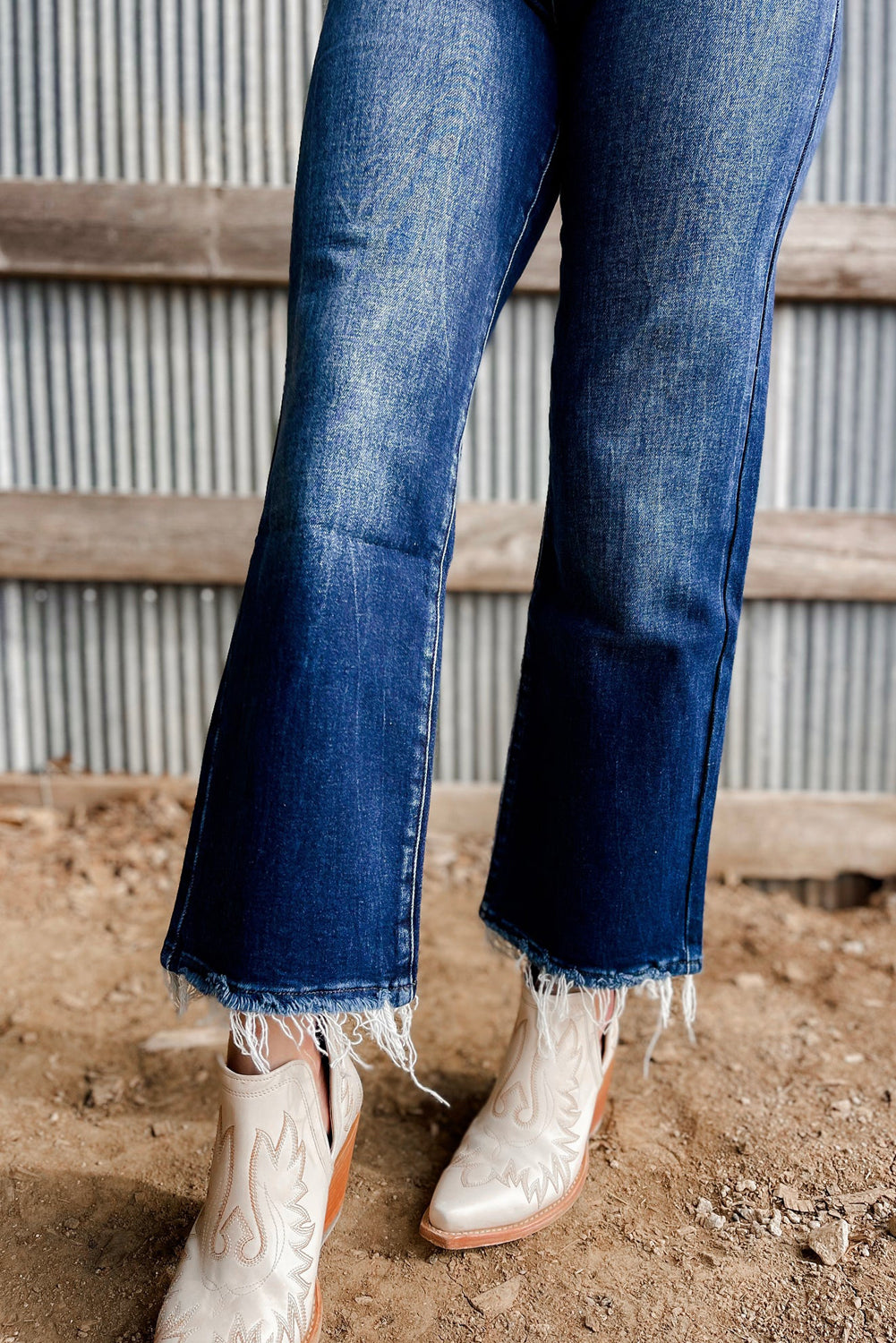 Sail Blue Mineral Wash Raw Hem High Waist Flared Jeans-Bella Boutique Collective