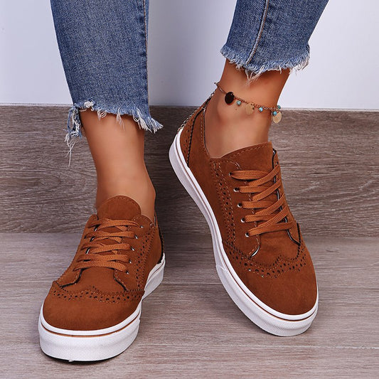 Lace-Up Suedette Flat Sneakers-Bella Boutique Collective