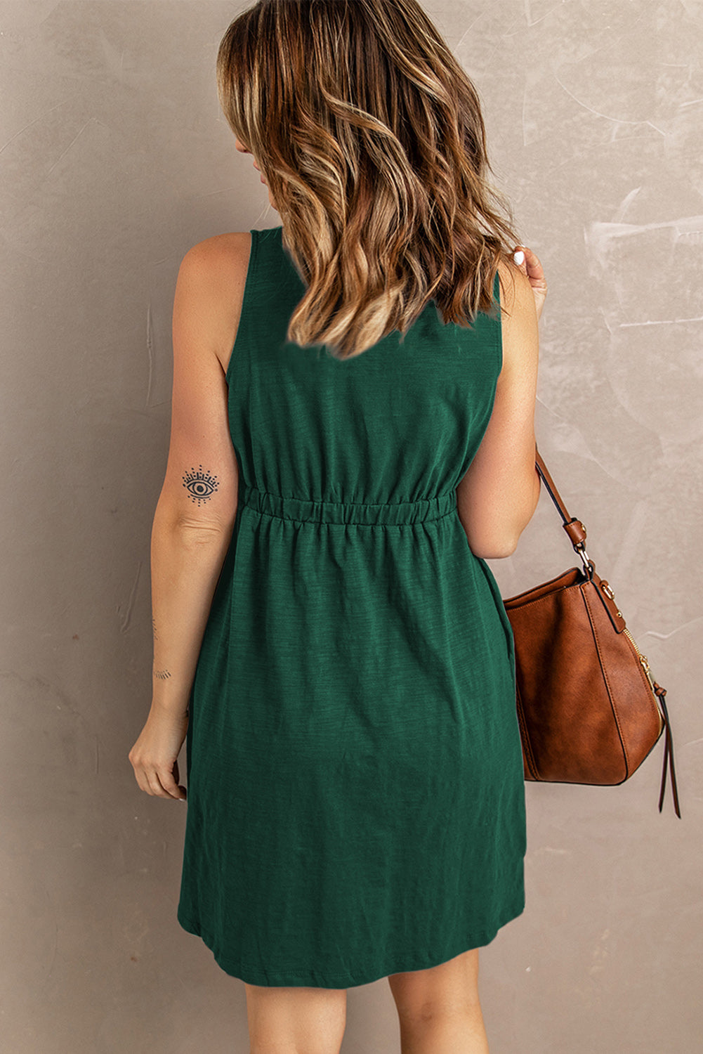 Sleeveless Button Down Mini Magic Dress-Bella Boutique Collective