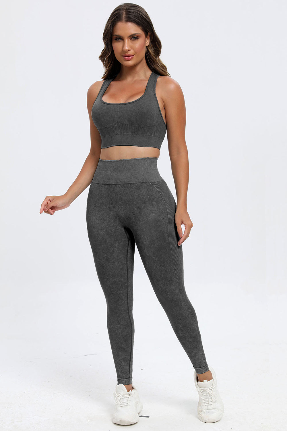 3 Piece Washed Square Neck Wide Strap Active Set-Bella Boutique Collective