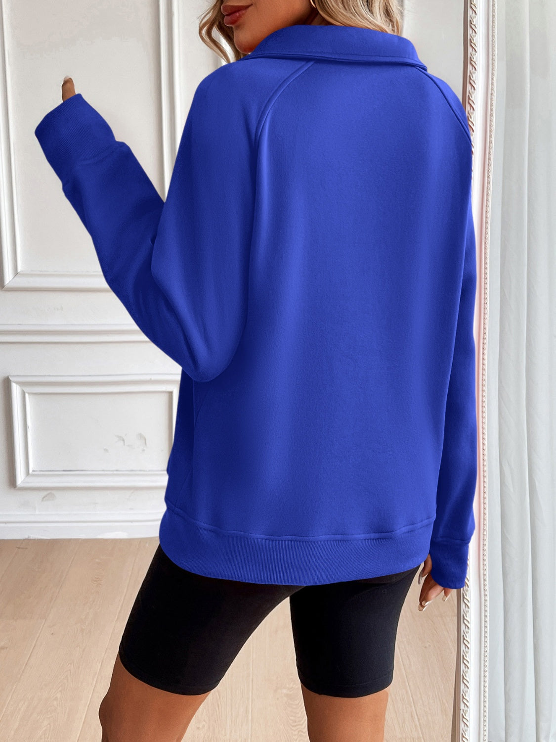 Ivy Lane Half Zip Raglan Sleeve Sweatshirt-Bella Boutique Collective