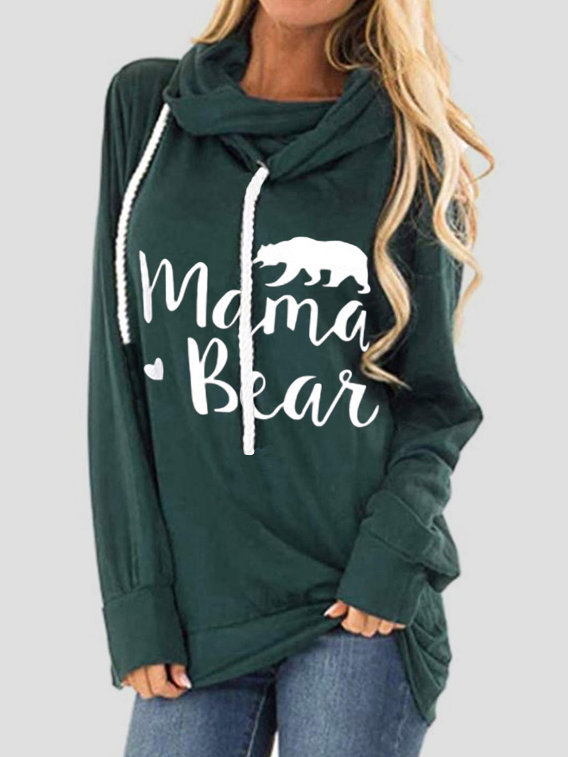 Drawstring Letter Graphic Long Sleeve Hoodie-Bella Boutique Collective