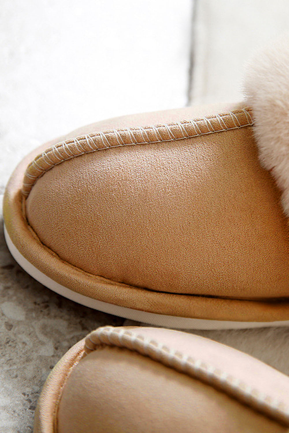 Camel Plush Suede Winter Home Slippers-Bella Boutique Collective
