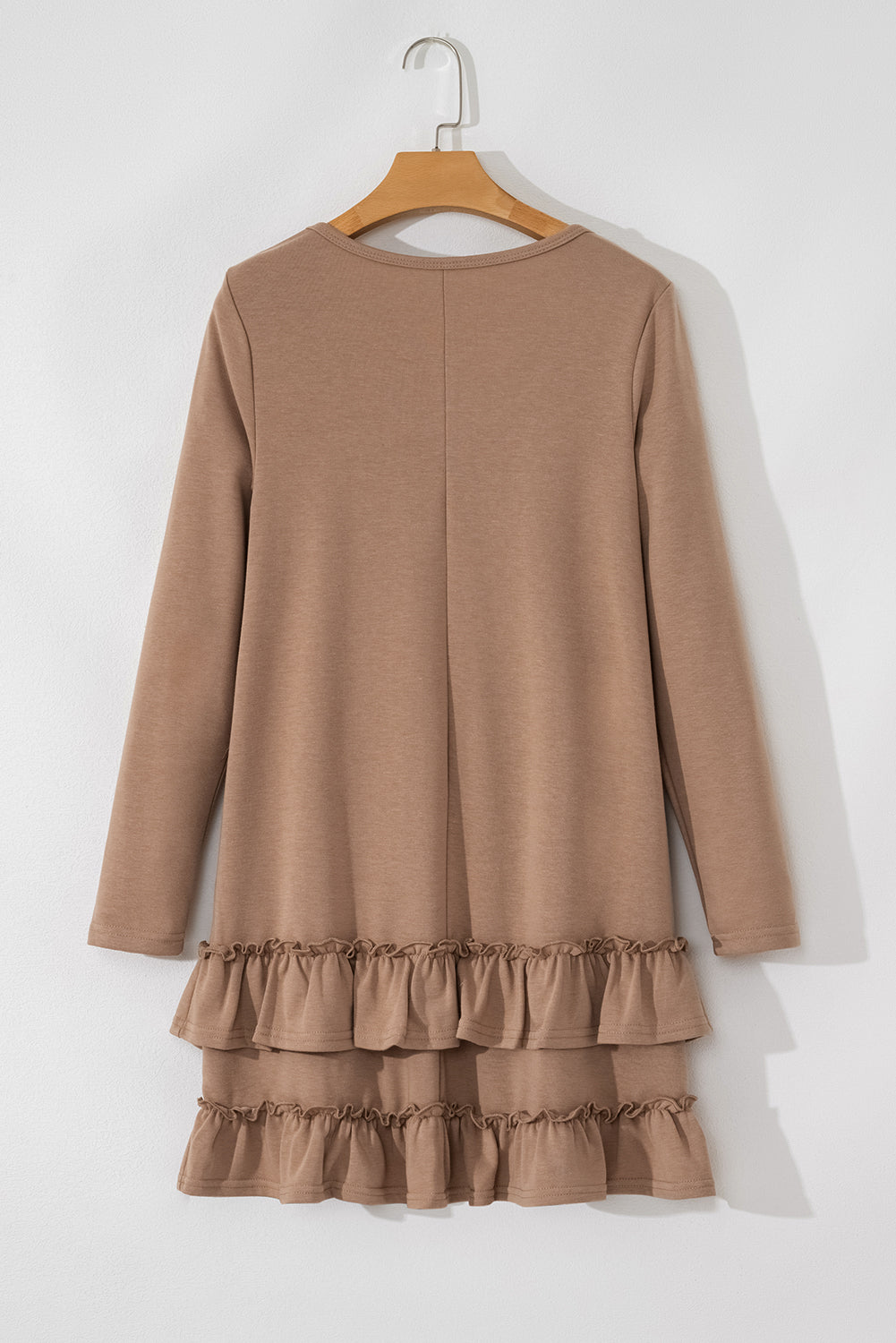 Goat Scoop Neck Tiered Ruffled Hem Long Sleeve Mini Dress-Bella Boutique Collective