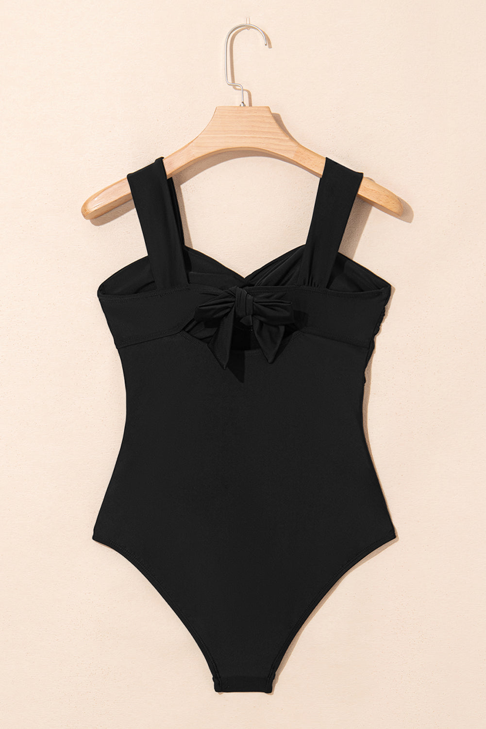 Black Cut out Twist Bowknot Backless One Piece Swimsuit-Bella Boutique Collective