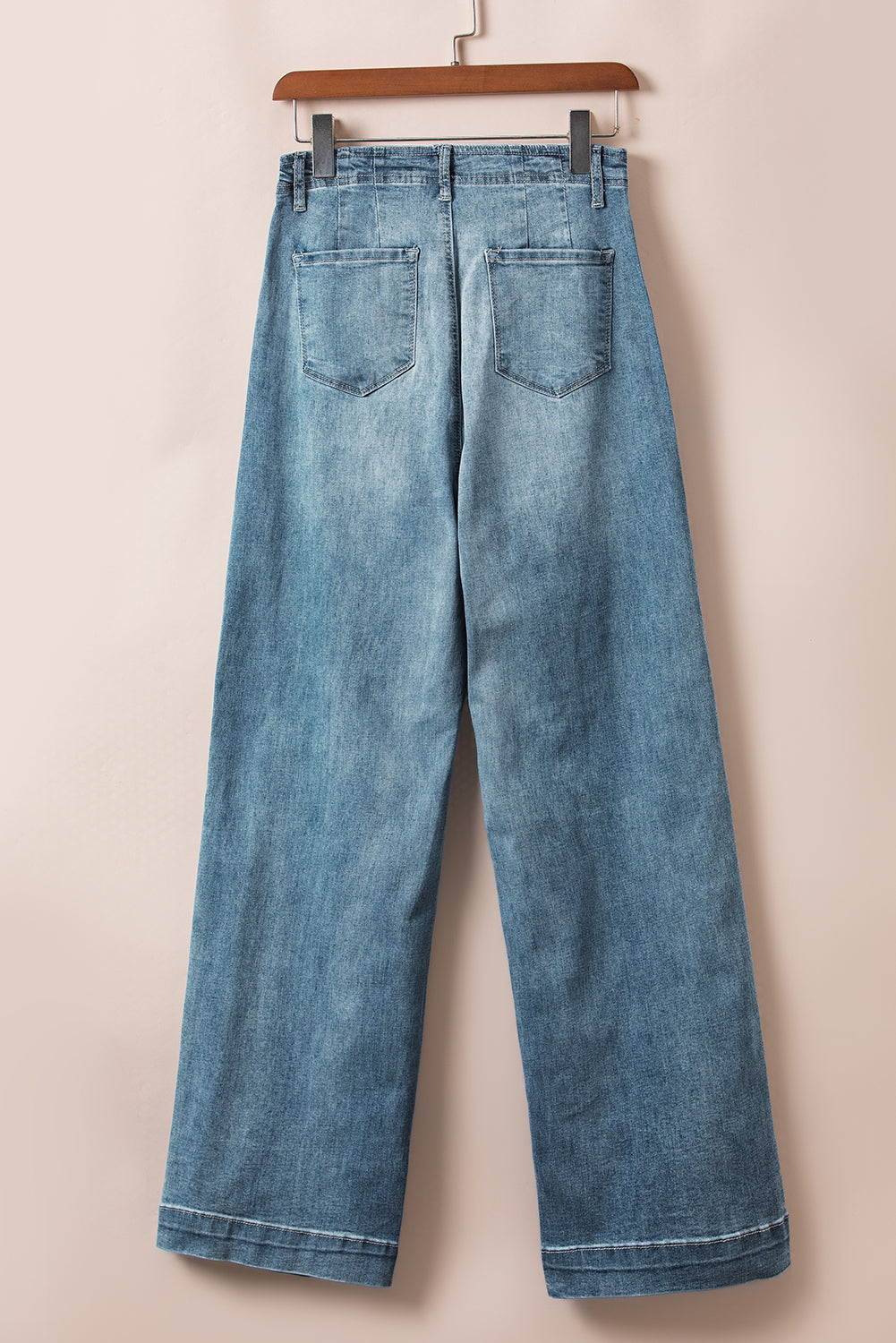 Dusk Blue Multi Buttons Medium Wash Straight Loose Leg Jeans-Bella Boutique Collective
